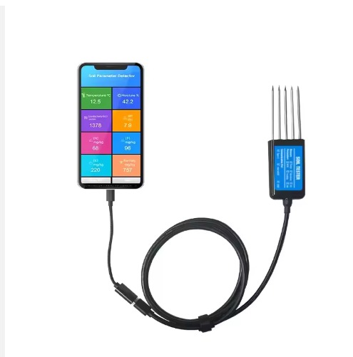 Analizador de Nutrientes de Suelo Compacto 8 en 1 de - Detector de PH y Sensor NPK Conectable a Móvil - Imagen 2